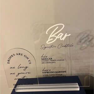 Clear Acrylic Bar Menu Sign